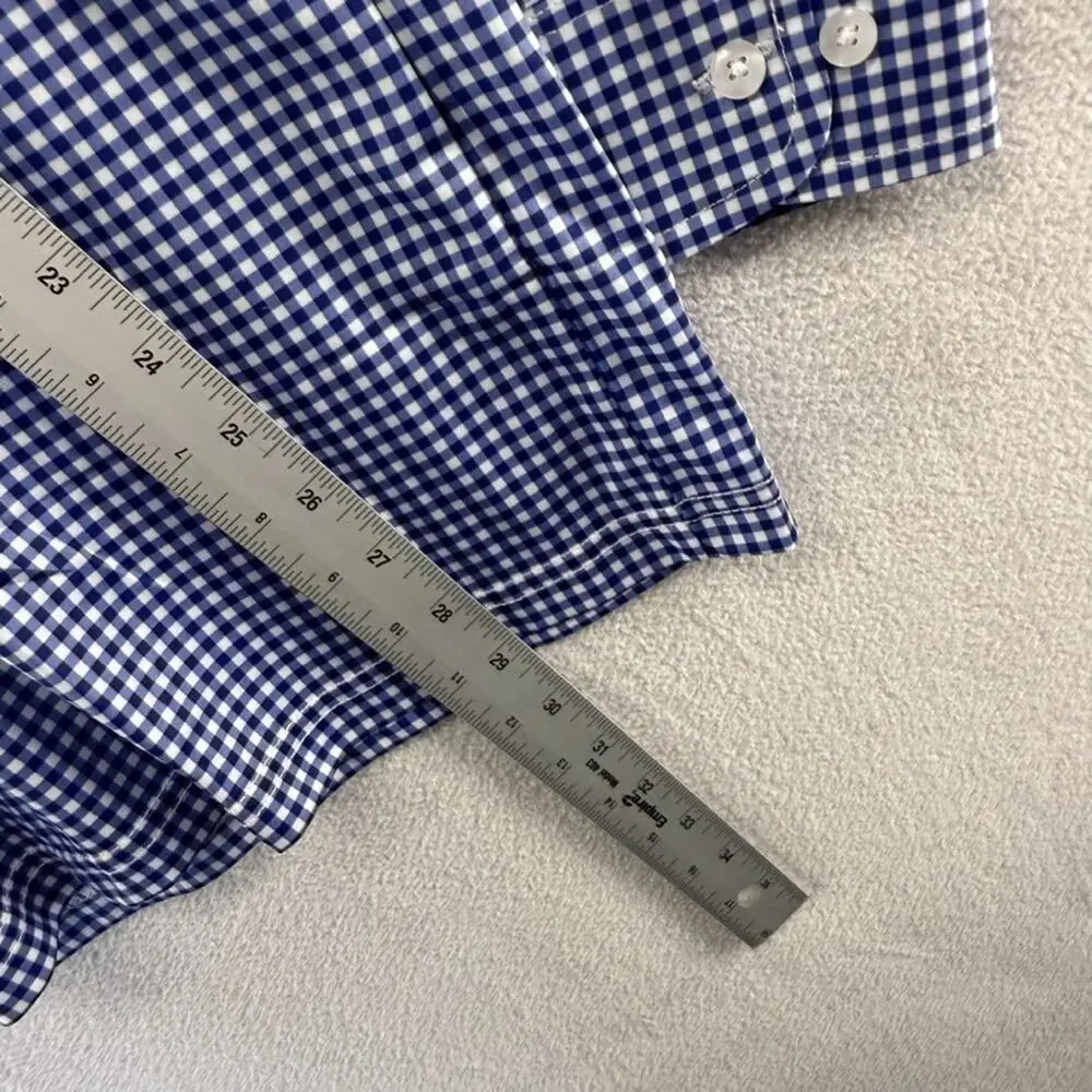 Collars Co Polo Shirt Men's Small Blue White Gingham Check Plaid Button Down NEW